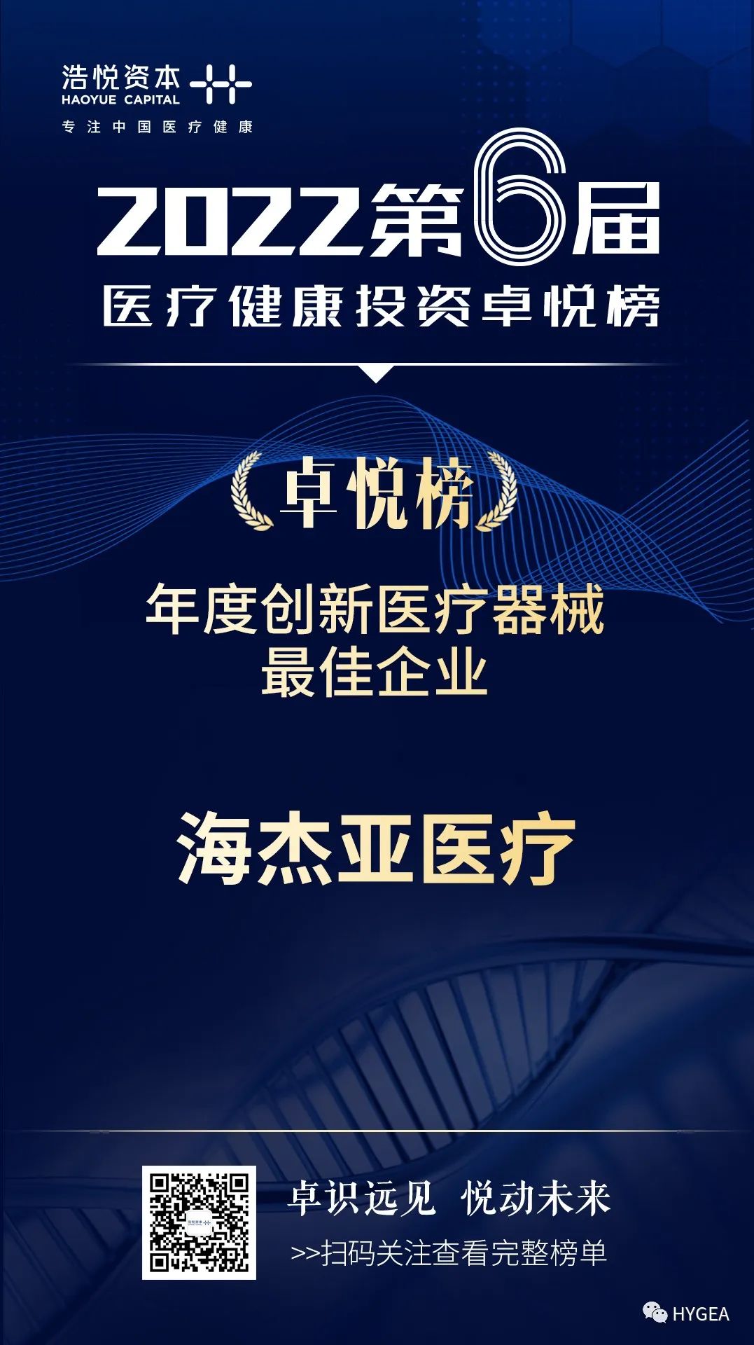 卓悅榜丨海杰亞醫(yī)療獲評(píng)2021年度創(chuàng)新醫(yī)療器械最佳企業(yè)獎(jiǎng)